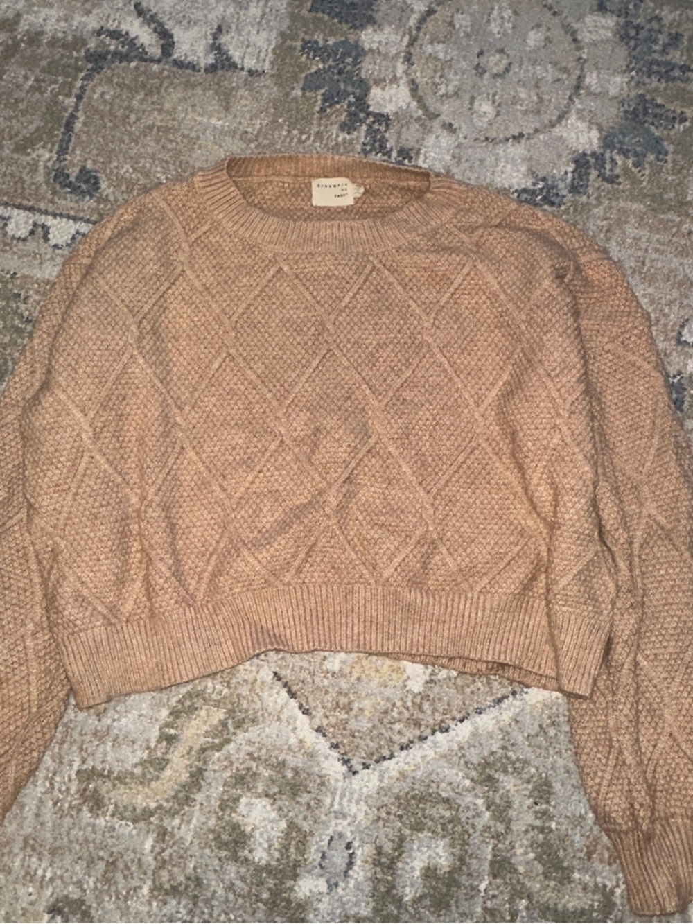 Textured Cable-Knit Crewneck Sweater cropped